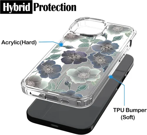 Miniatura 4 de RANZ Funda para iPhone 15, serie antiarañazos, a prueba de golpes, transparente de policarbonato duro + funda protectora de TPU para iPhone 15