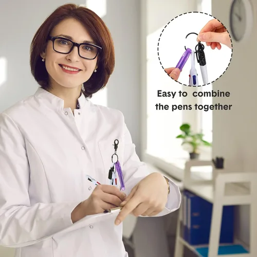Miniatura 4 de Sherr 25 juegos de bolígrafos retráctiles para enfermeras con mini marcador de destaque permanente, llavero, clip, carrete de insignia, accesorios