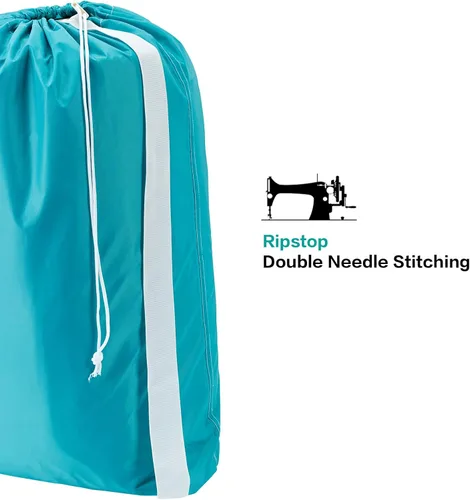Miniatura 4 de HOMEST Paquete de 2 bolsas de lavandería de nailon XL con correa, organizador grande de ropa sucia, fácil de colocar en una canasta o cesta de ropa