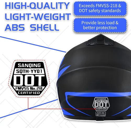 Miniatura 4 de Casco de motocross para adultos jóvenes, motocross, anticolisión, de cara completa, aprobado por DOT, BMX, descenso, todoterreno, casco de bicicleta