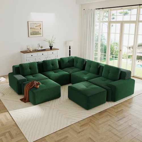 Miniatura 102 de Sofás modulares sin hueso de 152.8 pulgadas para sala de estar, sofá modular con diván en forma de L, cómodo asiento profundo tapizado de tela