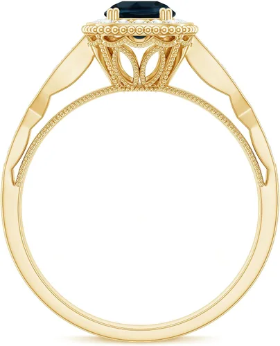 Miniatura 16 de Anillo de compromiso con halo de diamantes de topacio azul londinense certificado, calidad AAA, anillo de diamantes de topacio azul natural