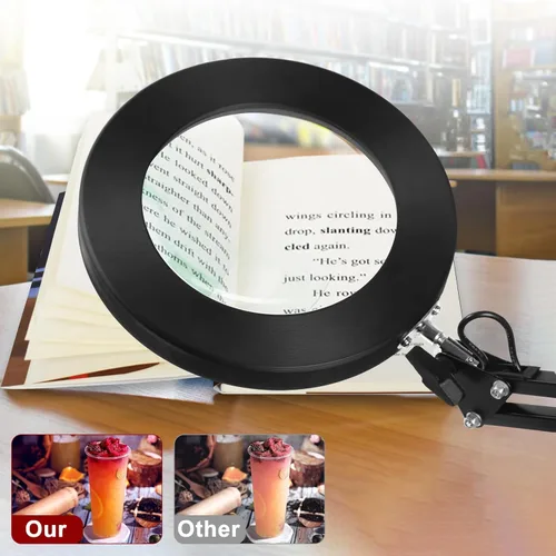 Miniatura 8 de Lupa con luz y soporte, lupa de 12X con luz manos libres, luz de trabajo LED iluminada de 5 modos de color, lámpara de aumento 2-en-1 para leer