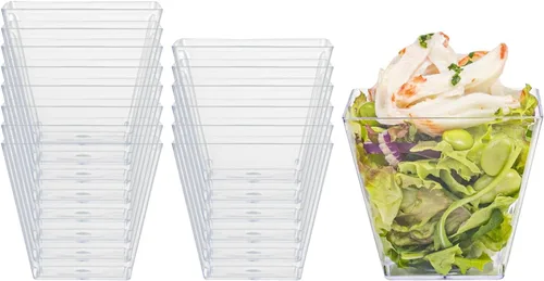 Miniatura 12 de Restaurantware - Tazas Kova de 5 onzas, 100 tazas cuadradas medianas para aperitivo: duradero, desechable, taza de parfait de plástico transparente