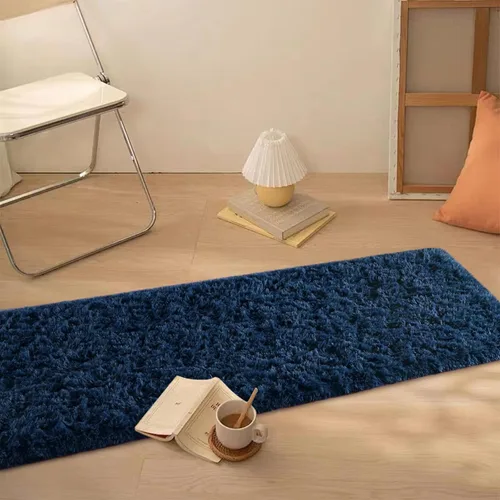 Miniatura 8 de Alfombras de Pasillo Suaves de Color Azul Marino para Dormitorio, Alfombra de Cabecera de 2x6 pies, Alfombras Esponjosas de Felpa, Alfombra de Área