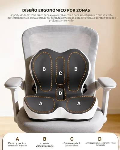 Miniatura 2 de Cojín para silla de oficina para aliviar el coxis y el dolor de espalda baja, cojines de asiento para sillas de oficina con espuma cómoda y respaldo