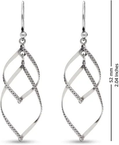 Miniatura 4 de Charmsy - Aretes colgantes de plata de ley 925 con doble torsión infinita para mujer Lazos lineales de marquesa clásica gota de infinito