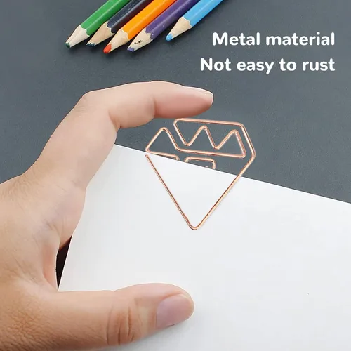 Miniatura 3 de 100 clips de papel con forma, clips pequeños de oro rosa, abrazaderas de documentos para archivos de fotos, para oficina, escuela, estudiantes