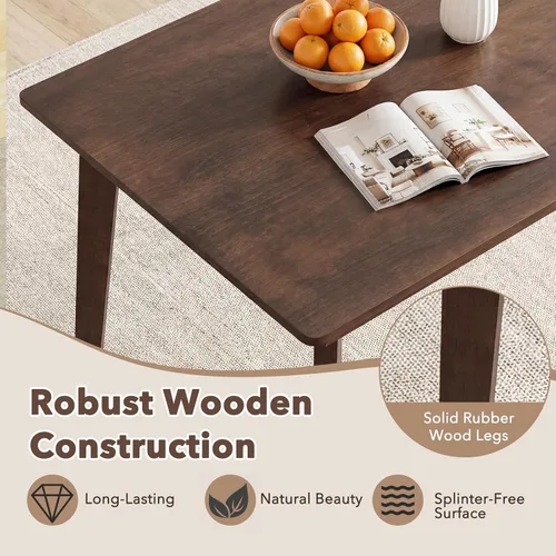 Miniatura 5 de Giantex Mesa de comedor para 4, mesa de cocina rectangular de madera de 48 pulgadas con patas de madera de goma maciza, mesa de comedor moderna