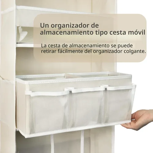 Miniatura 2 de Organizador de almacenamiento para colgar en puerta, con 3 compartimentos, 1 organizador de pañales para bebé móvil, 1 organizador de almacenamiento