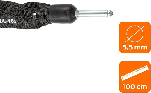 Miniatura 4 de AXA ULC 100 Candado de cadena enchufable para bicicleta, 39.4 in de largo, eslabones de acero endurecido de 0.217 in, cadena de seguridad antirrobo