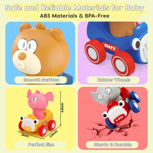 Miniatura 4 de AugToy Autos de Juguete de Presionar y Avanzar para Niños Pequeños 1-3 Empujar y Avanzar Carreras de Animales Autos de Bebé Juguetes Infantiles