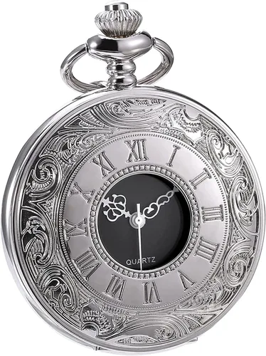 Miniatura 8 de Hicarer Reloj de bolsillo clásico de cuarzo con escala de números romanos y cinturón de cadena