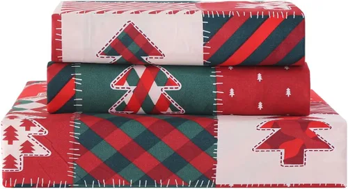 Miniatura 6 de Vaulia Funda de edredón de Navidad Twin, colección de ropa de cama de microfibra navideña con patrón de árbol a cuadros de Navidad, incluye 1 funda