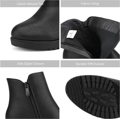 Miniatura 4 de DREAM PAIRS - Botines para mujer, de invierno y tacón bajo grueso