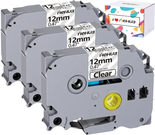 Hehua Compatible con cinta laminada negra sobre transparente de 1/2" (0.47") para Brother P Touch Label Maker TZe-131 TZe131 TZ131 TZ-131 compatible