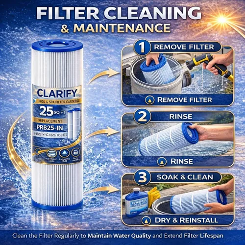 Miniatura 7 de CLARIFY Cartucho de filtro para bañera de hidromasaje de instalación directa, reemplace C-4326, PRB25-IN, FC-2375, FC-2370, 3005845, 17-2327