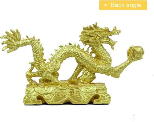 Miniatura 4 de Estatua y figuras y esculturas y coleccionables de oro chino del dragón del feng Shui para la suerte y el éxito