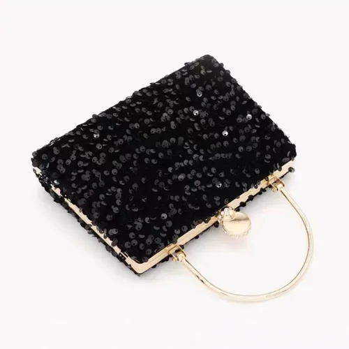 Miniatura 6 de IAMUHI Pequeño bolso de mano de lentejuelas con asa superior, bolso de noche, mini bolso cruzado cuadrado de hombro