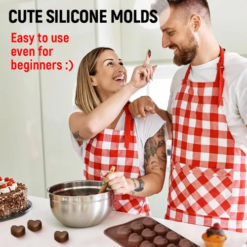 Miniatura 2 de Moldes de silicona para chocolate – Juego de 6 – Moldes antiadherentes y de grado alimenticio para caramelos de gelatina, trufas, derretidos de baño