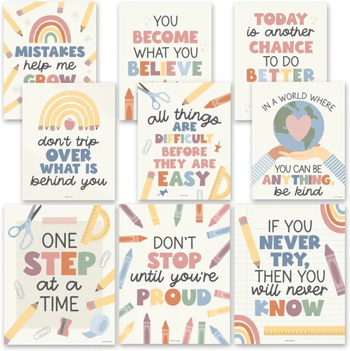 Miniatura 17 de Hadley Designs Póster motivacional para decoración de aula, 9 pósteres de aula de mentalidad de crecimiento, decoración de pared inspiradora