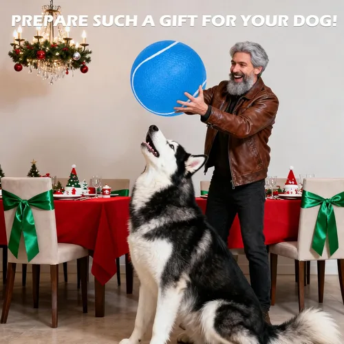 Miniatura 8 de EXPAWLORER Pelotas de tenis gigantes para perros – 2 pelotas interactivas de 9.5 pulgadas para entrenamiento en interiores y exteriores, juguetes
