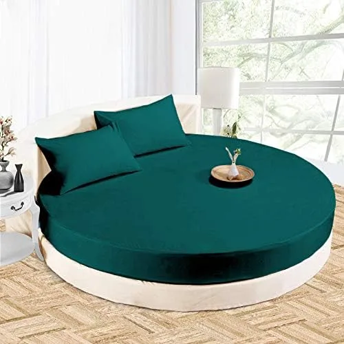 Miniatura 4 de Sábana bajera redonda 100% algodón de 800 hilos, 1 sábana bajera/inferior de 18 pulgadas de profundidad y 2 fundas de almohada, juego de sábanas