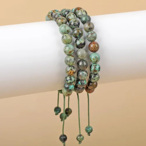 Miniatura 141 de AD Beads Pulseras de piedras preciosas unisex de 0.315 pulgadas (0.315 in), macramé curativo ajustable de 7 a 9 pulgadas Usa esta pulsera