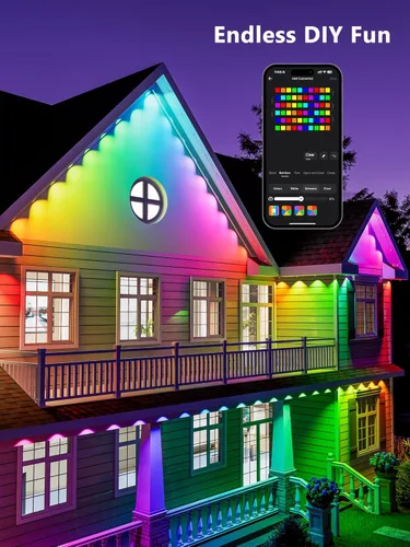 Miniatura 4 de Brizled Luces permanentes inteligentes esenciales, 150 pies, 90 LED RGB, luces permanentes para exteriores, funcionan con Alexa y Google, control