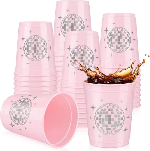 Miniatura 10 de Uiifan 30 tazas de bola de discoteca para fiesta de discoteca de 16 onzas reutilizables de plástico para despedida de soltera para vaquera