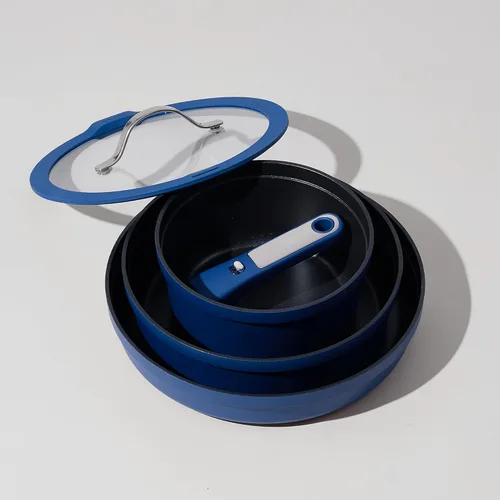 Miniatura 3 de CAROTE Juego de 8 sartenes antiadherentes de 3 tamaños (20, 25, 30 cm), sartenes antiadherentes de cocina con mango desmontable, sartén para cocinar