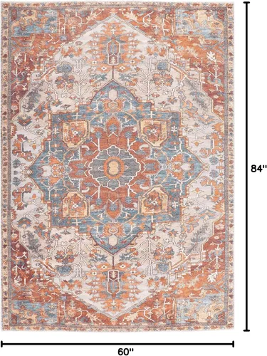 Miniatura 132 de GLN Rugs Traditional Collection - Alfombra de felpilla lavable a máquina, tradicional lavable, antideslizante, alfombra de felpilla de pelo corto
