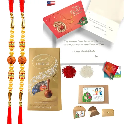 Miniatura 6 de LOVENSPIRE Rakhi para hermano Rudraksh Rakhi Raksha Bandhan Regalo para tu hermano tradicional Ferrero RocherGhirardelliKitkat Rakhi Rakhi Regalo