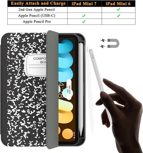 Miniatura 4 de Soke Funda para iPad mini 7(A17 Pro) 2024/iPad Mini 6 2021 de 8.3 pulgadas con Soporte para Lápiz-[Carga de Lápiz + Activación/Suspensión