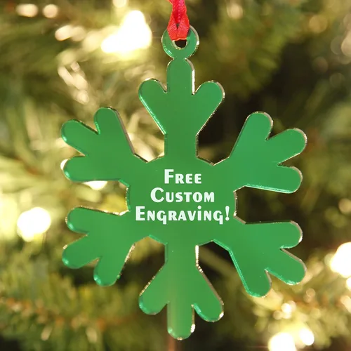 Miniatura 7 de Adornos de Navidad personalizados de copo de nieve para 2025 - Decoraciones de Navidad grabadas personalizadas para árbol, acrílico dorado espejado
