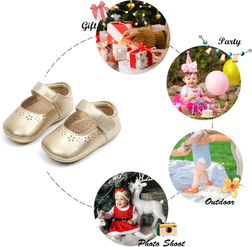 Miniatura 142 de Felix & Flora Zapatos de bebé de suela suave - Zapatos de bebé para caminar, mocasines, suela de goma, zapatos de cuna