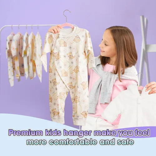 Miniatura 4 de Perchas de terciopelo para bebé, paquete de 50 unidades, 11.4 pulgadas, perchas antideslizantes para ropa de bebé, perchas resistentes para bebés