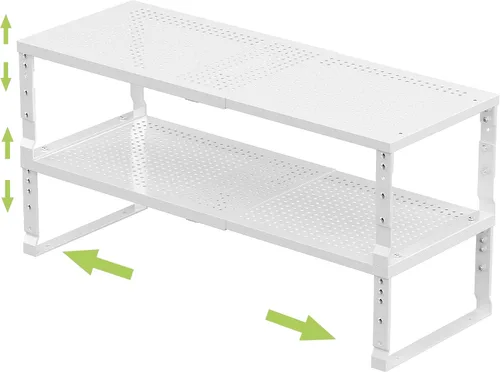 Jojocross Organizador de cocina apilable ajustable y expandible para especias, estantes de almacenamiento de despensa de metal, estante de mostrador