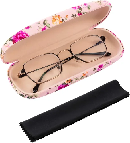 Miniatura 4 de Weewooday 2 piezas de carcasa rígida para gafas de flores funda de tela floral funda de gafas para mujer funda de vidrio duro retro