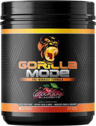 Miniatura 11 de Gorilla Mind Pre entrenamiento - Bombas masivas de energía de enfoque láser - L-citrulina, creatina, L-tirosina, betaína, hidroprime, alfa-GPC, 400