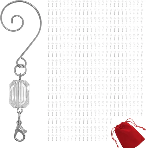 Miniatura 9 de BANBERRY DESIGNS Ganchos para adornos de Navidad, ganchos de alambre plateado acrílico transparente, paquete de 600, cada colgador mide 3 pulgadas.