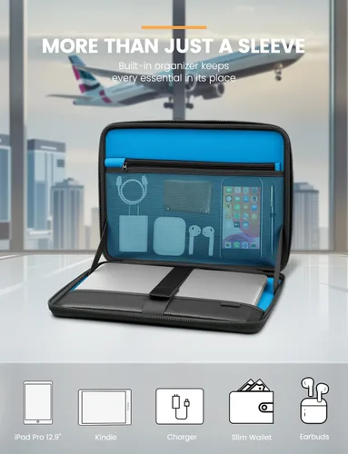 Miniatura 5 de DOMISO Funda para laptop de 13.3 pulgadas con asa, bolsa para computadora a prueba de golpes, funda protectora impermeable EVA para portátiles