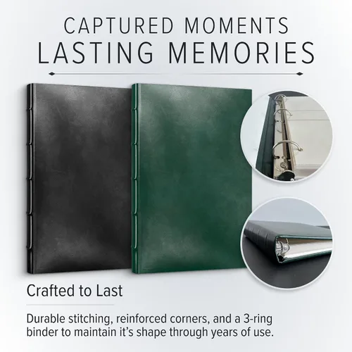 Miniatura 3 de Gallery Leather Álbum de fotos de 4 x 6 pulgadas, álbum de fotos con 3 anillas, 60 páginas para 120 fotos, rellenable, puede adaptarse a fotos de 4