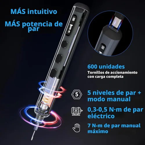 Miniatura 2 de STREBITO Juego Mini de Destornilladores Eléctricos, Kit de Destornillador Eléctrico de Máxima Precisión 70-en-1 con Luces, 5 Niveles de Par