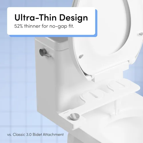 Miniatura 5 de TUSHY NUEVO Bidé de Dos Boquillas de Agua Fresca: Accesorio Ultra Delgado para Asiento de Inodoro con Pulverizador de 2 en 1 para Limpieza Frontal