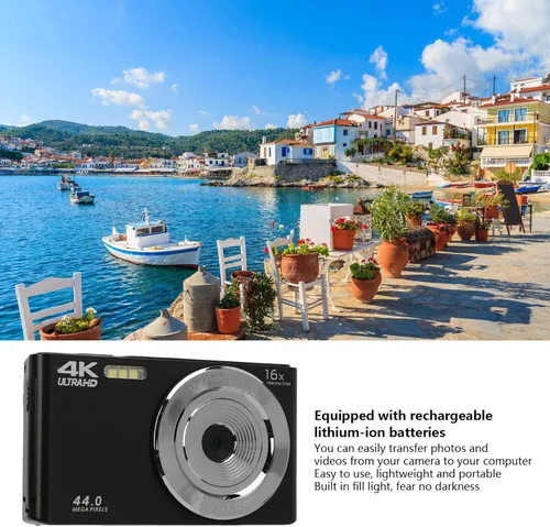 Miniatura 3 de Cámara digital para vlogging, pantalla de 2.8 pulgadas, cámara de zoom digital 16X, cámara de video 4K fotográfica de 44 MP, luz de relleno