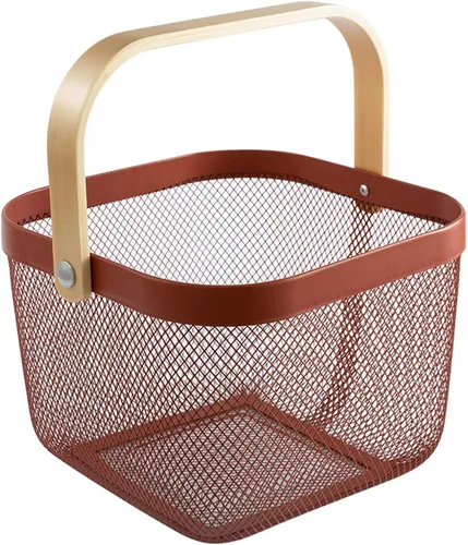 Miniatura 9 de AJIODA Cesta de acero de malla metálica, cesta organizadora de almacenamiento, cesta de cocina colgante multifuncional, cesta de frutas con mango