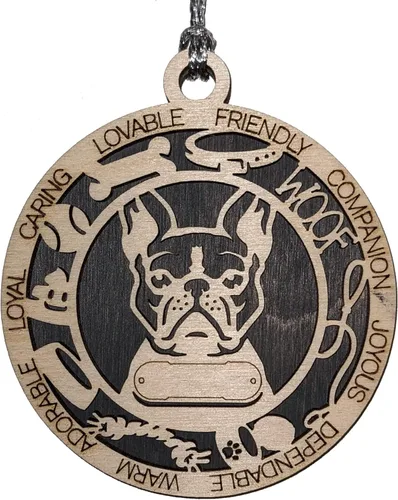 Miniatura 10 de Adorno de Navidad personalizado de madera para perro de 3 pulgadas, nombre y texto personalizables, hecho a mano en Estados Unidos, diseño de corte