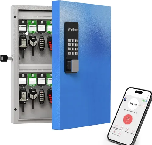 Miniatura 12 de WeHere Caja de bloqueo inteligente de 72 teclas para montaje en pared, gabinete de llaves comercial con aplicación, teclado, Bluetooth y desbloqueo