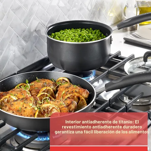 Miniatura 3 de T-fal Signature - Juego de utensilios de cocina antiadherentes de 12 piezas, apto para horno y parrilla hasta 350°F, ollas y sartenes, juego de Ónice